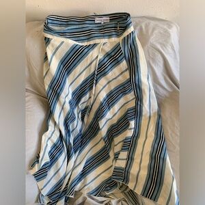 Apiece Apart Size 8 Linen Silk Long Skirt Blue White Stripes